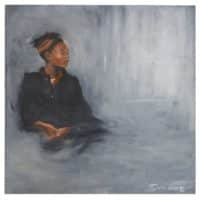 Stephen Langa, The waiting, Oil on canvas, 61 x 64 cm
